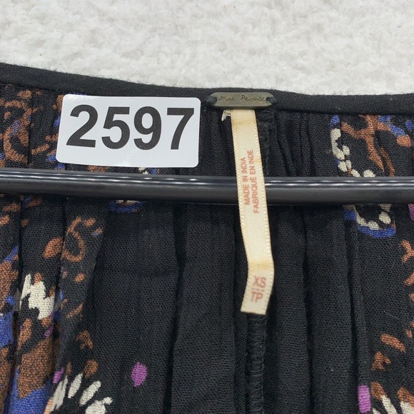 Free People Mini Dress Womens XS Flowy Loose Fit Boho Floral Hippie Pockets - Picture 13 of 13